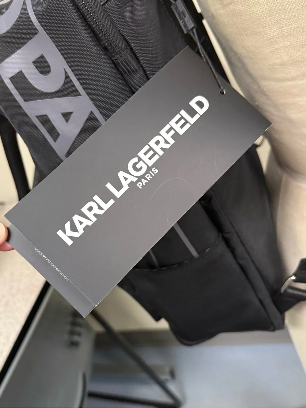Karl Lagerfeld Black Backpack with Icon Graphic NWT Kitty Karl